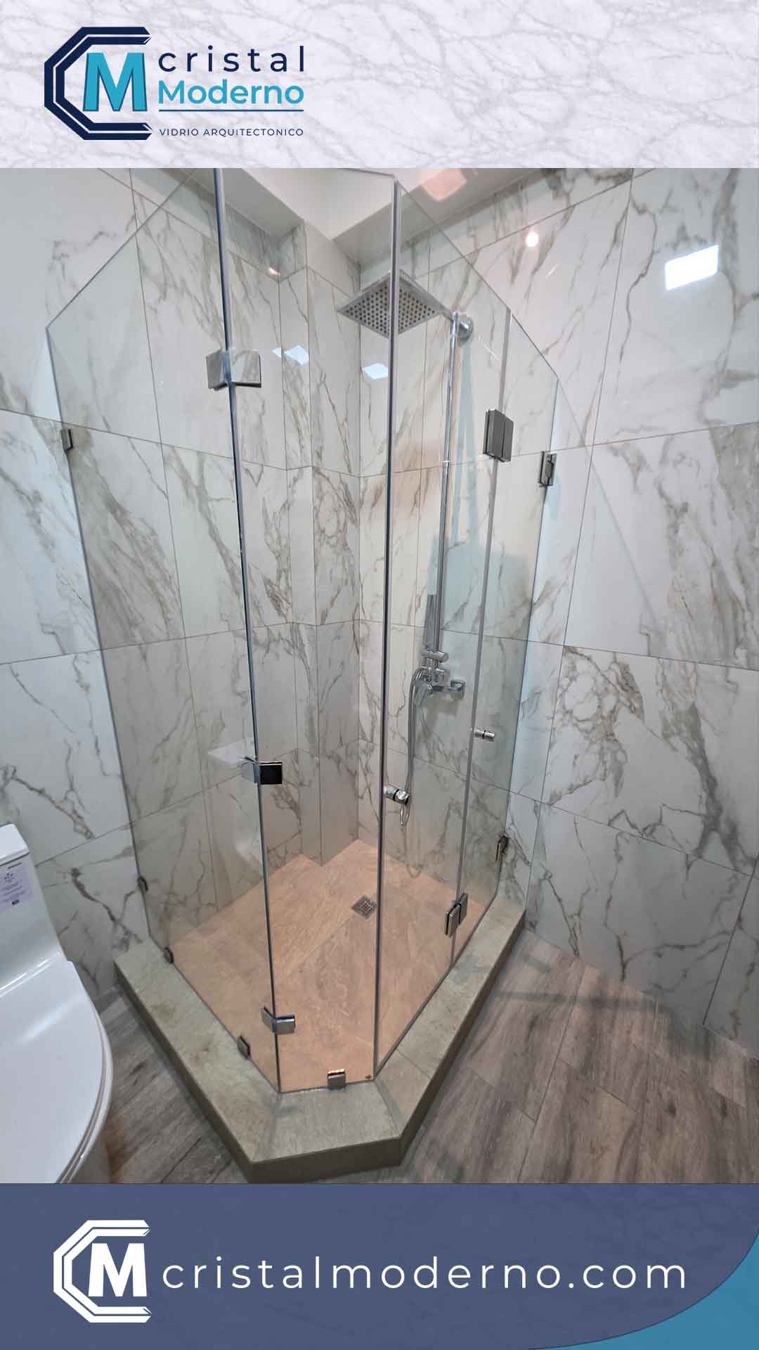 Cabina plegable cerrada en vidrio templado