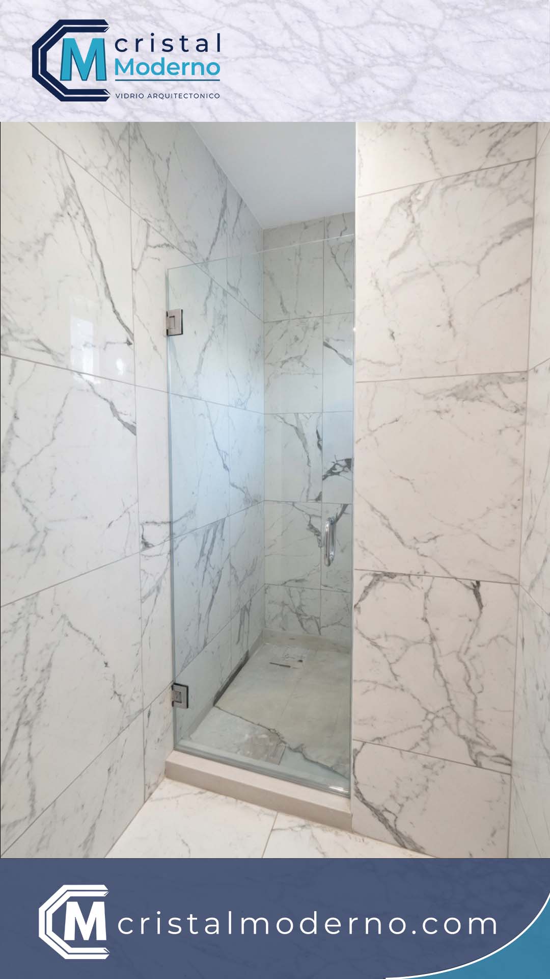 Puerta abatible para ducha en vidrio templado